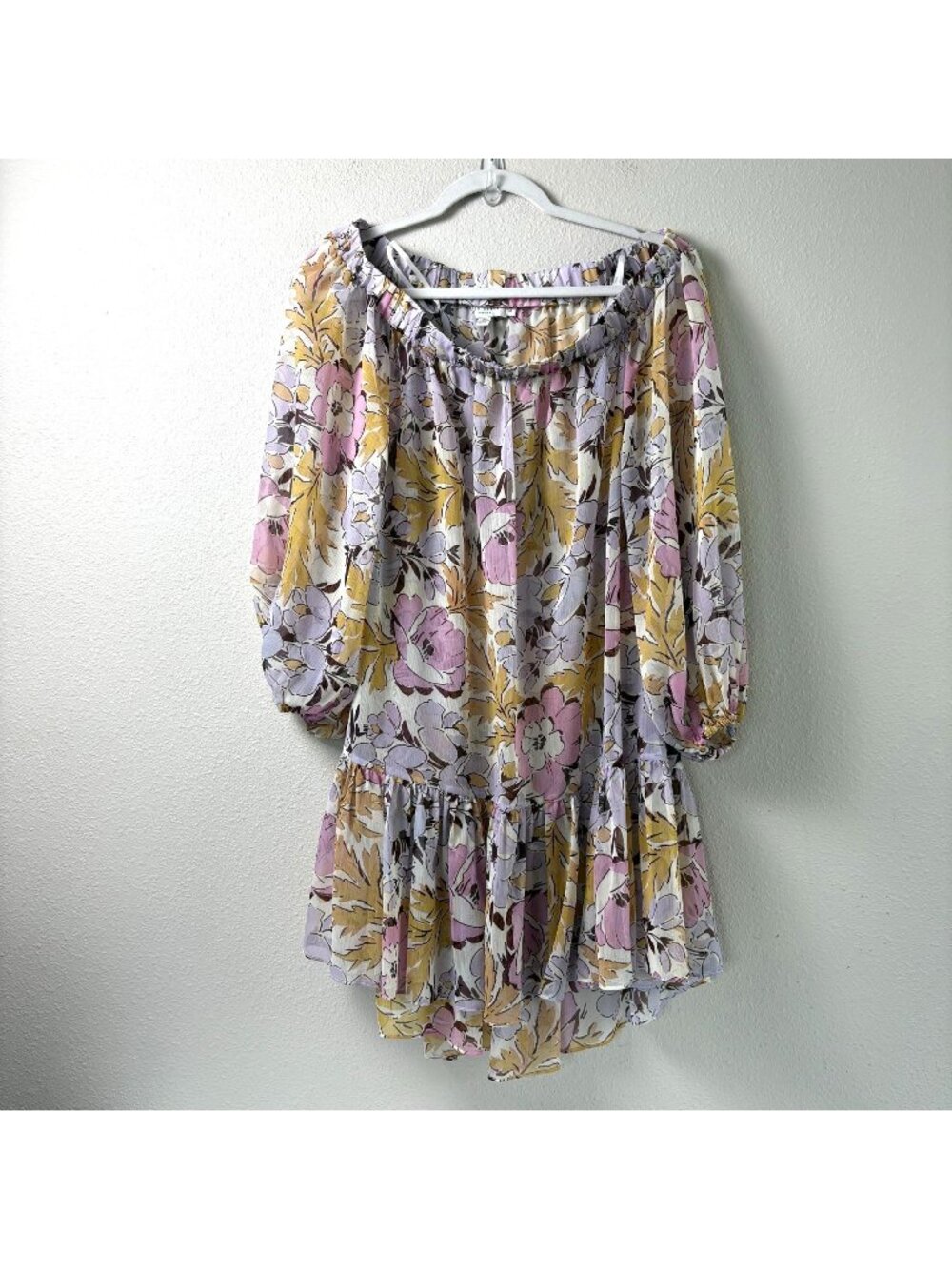 Ted Baker Siyona Off The Shoulder Cover Up Size S Purple Floral Beach Resort